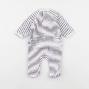 Vertbaudet - pyjama velours blanc, violet - 1 mois