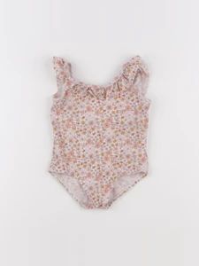 Vertbaudet - maillot de bain blanc, marron - 2 ans