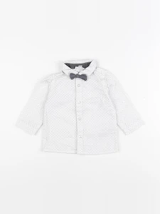 Vertbaudet - chemise blanc, gris - 9 mois