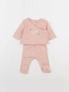 Vertbaudet - pyjama coton rose - 0 mois