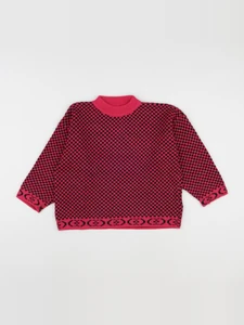 Vintage - pull rose, noir - 5 ans