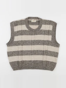Vintage - pull sans manche taupe - 14 ans