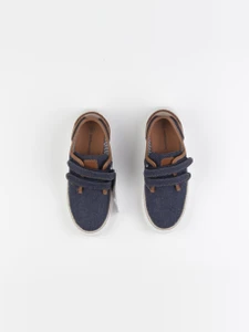 Vertbaudet - tennis à scratch/ lacets bleu - pointure 35