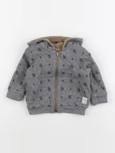 IKKS - sweat réversible gris, marron - 12 mois
