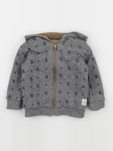 IKKS - sweat réversible marron, gris - 2 ans