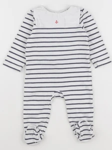 Cyrillus - pyjama coton blanc, bleu - 6 mois