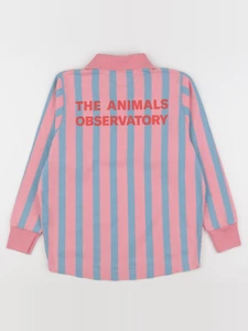 The animals observatory - polo imprimé au dos rose, bleu - 8 ans