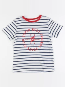 Vertbaudet - tee-shirt bleu, blanc - 8 ans