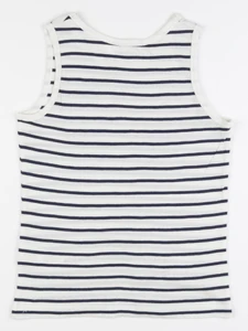 Vertbaudet - maillot de corps blanc, bleu - 10 ans