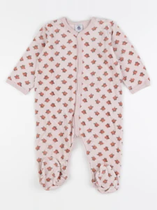 Petit Bateau - pyjama velours rose - 12 mois