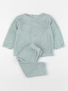 Vertbaudet - pyjama velours vert - 12/18 mois
