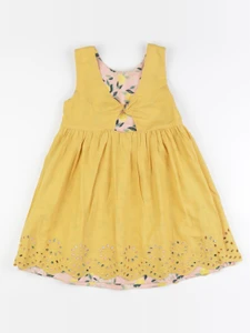 Vertbaudet - robe réversible jaune, rose - 7 ans