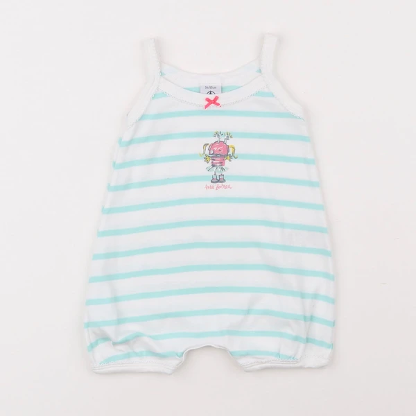Petit Bateau - pyjama coton blanc, vert - 3 mois