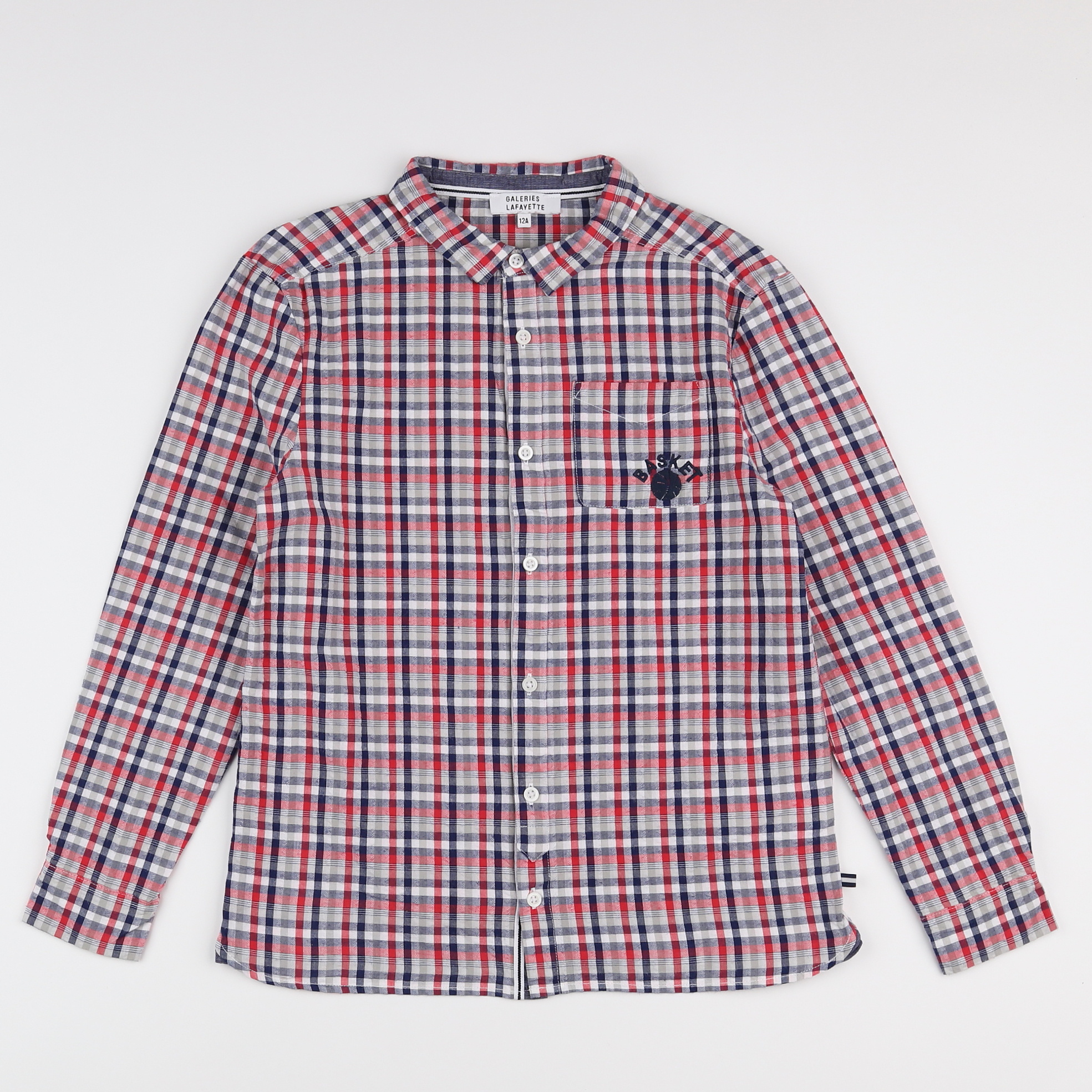 Galeries Lafayette - chemise rouge, bleu - 12 ans