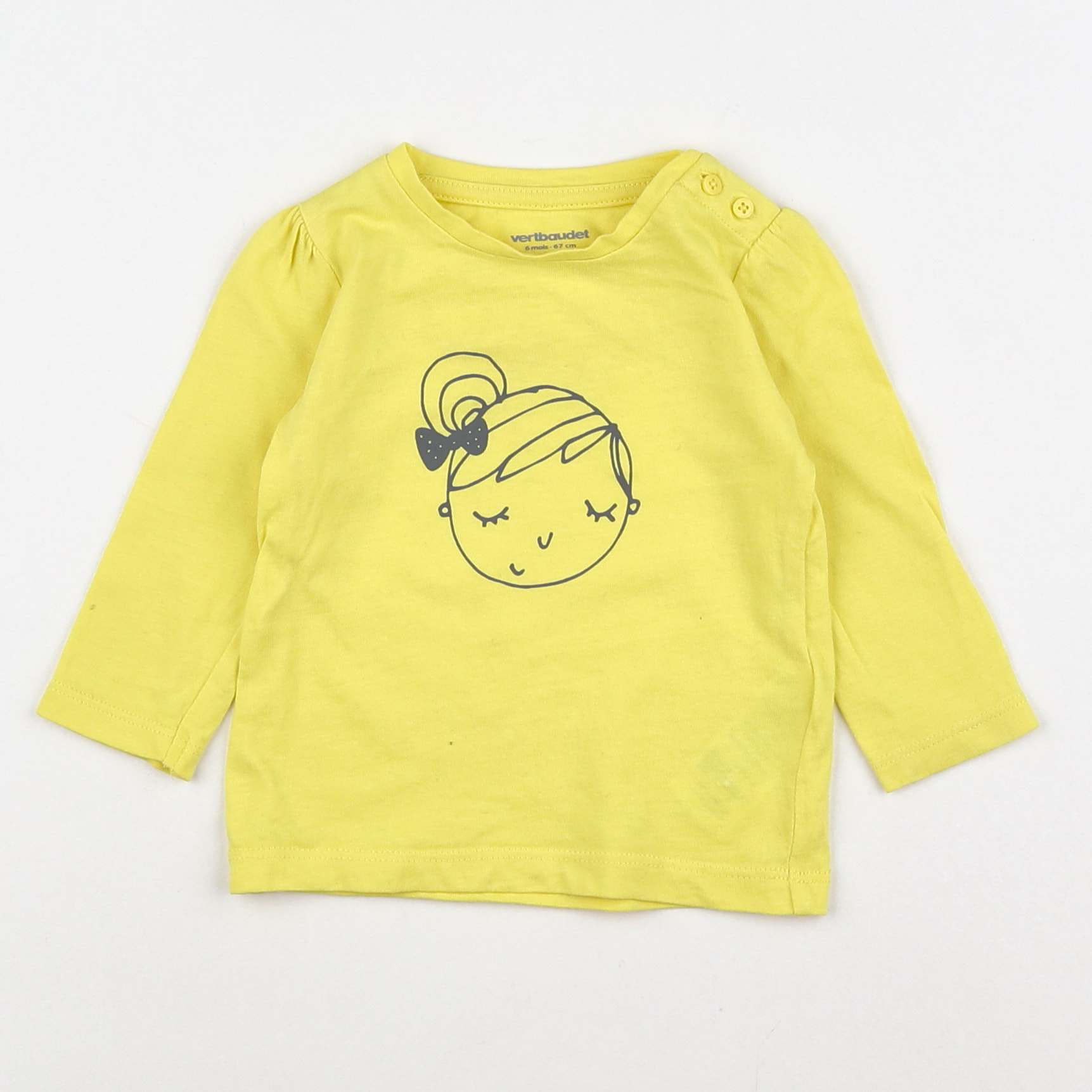 Vertbaudet - tee-shirt jaune, gris - 6 mois