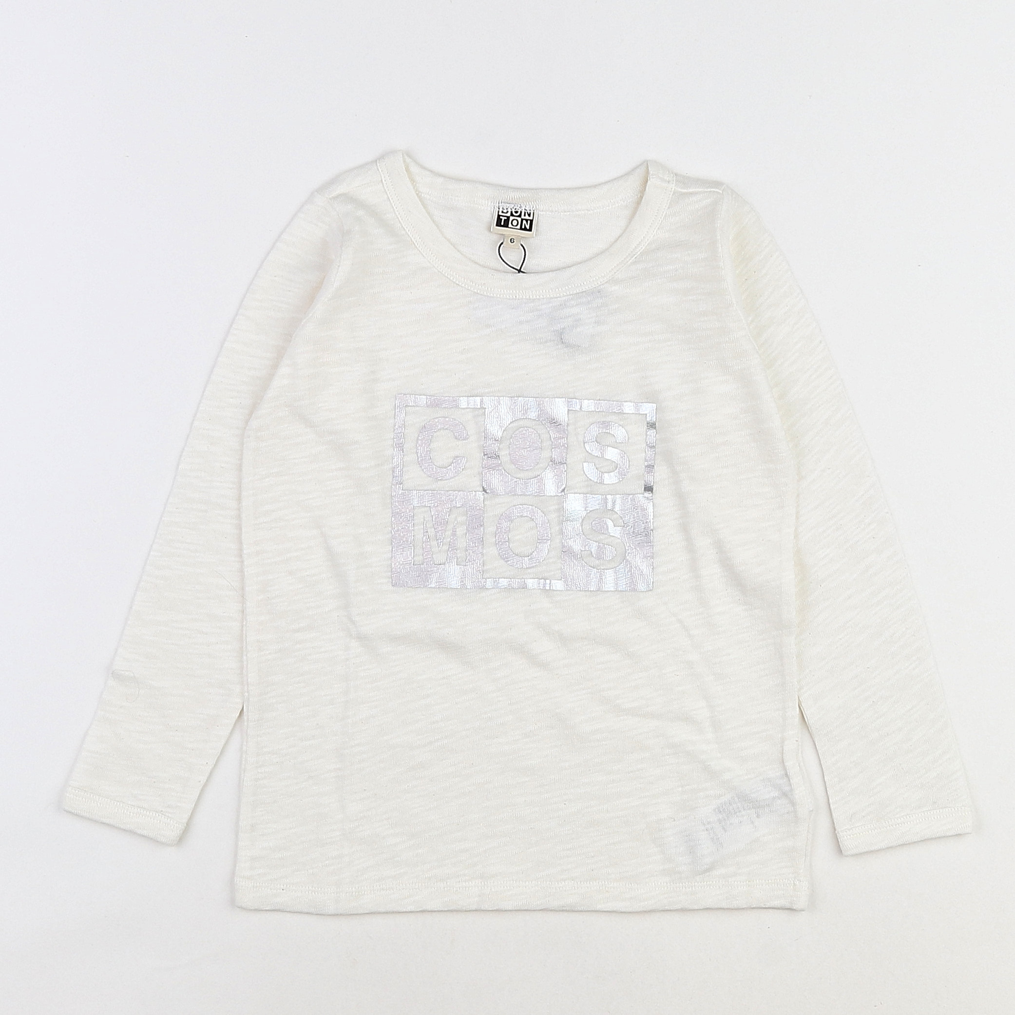 Bonton - tee-shirt blanc, argent (neuf) - 6 ans