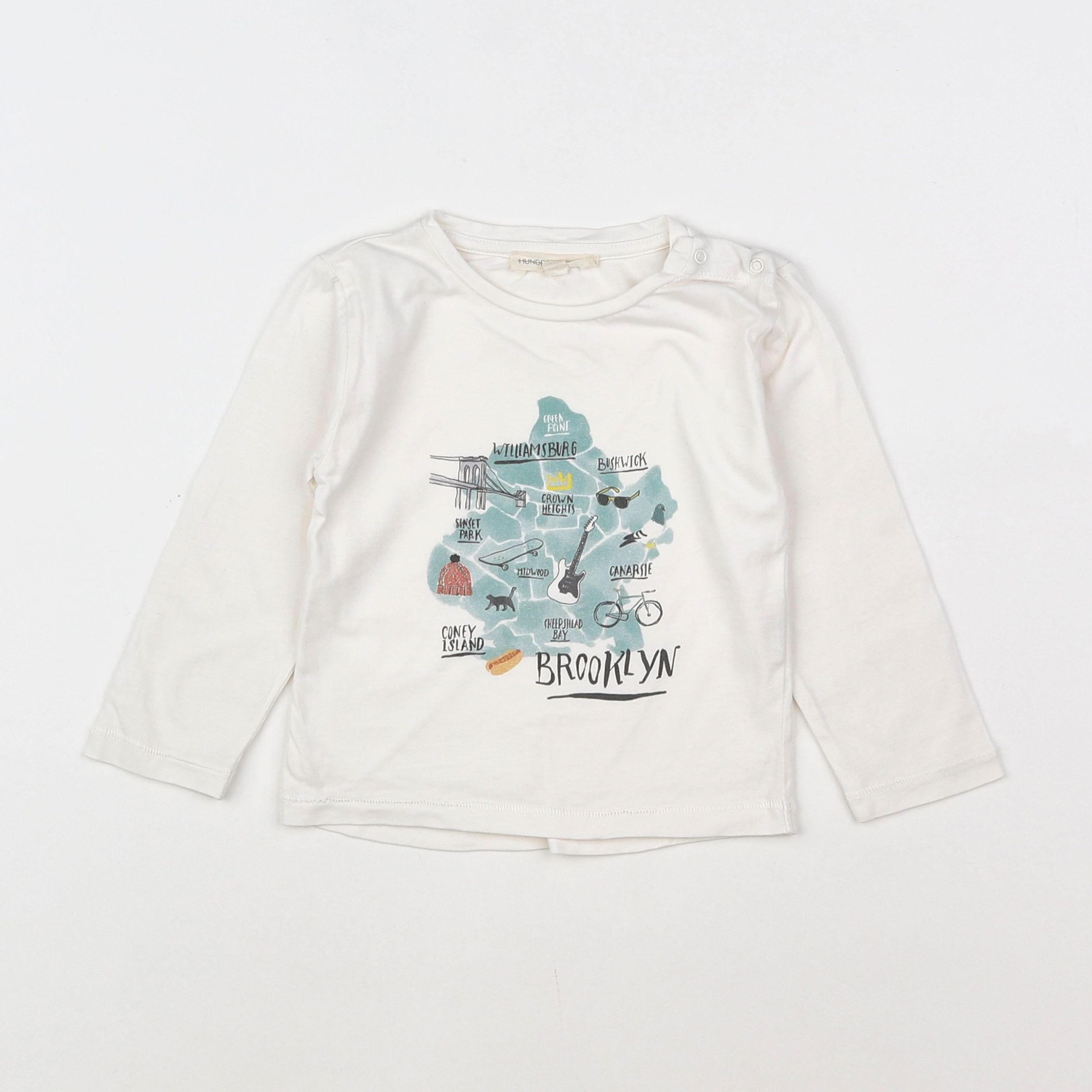 Hundred Pieces - tee-shirt blanc, vert - 12 mois