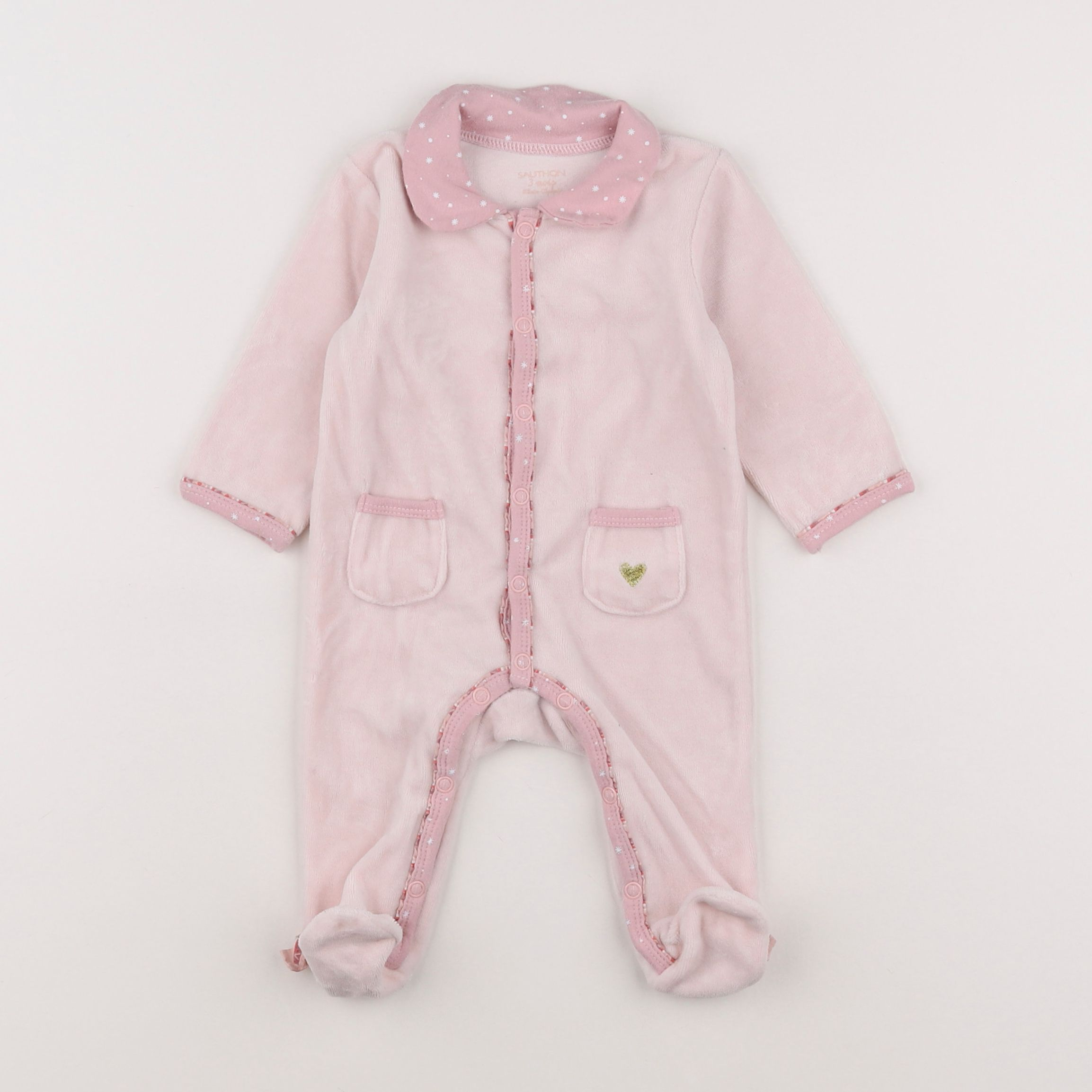 Sauthon - pyjama velours rose - 3 mois