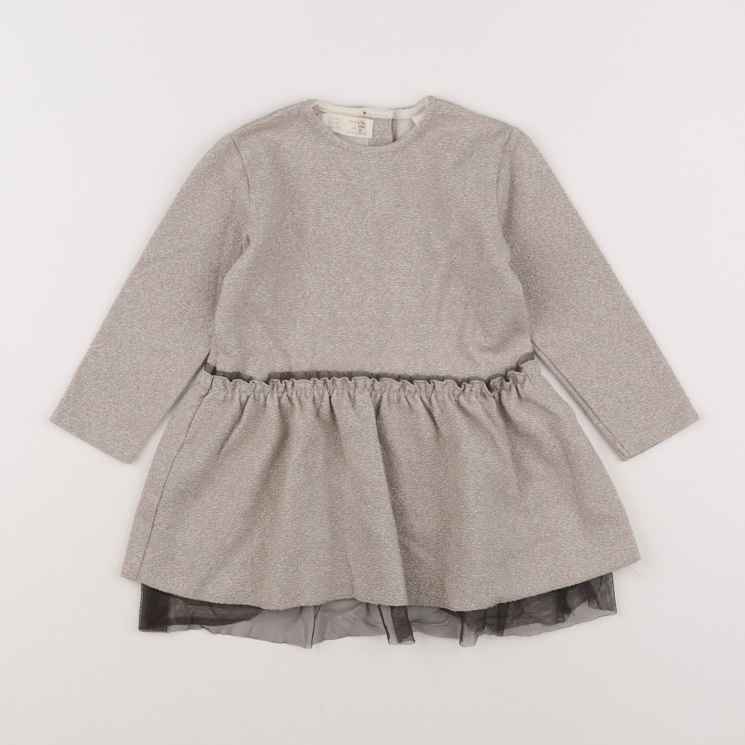 Zara - robe beige, or - 18 mois à 2 ans