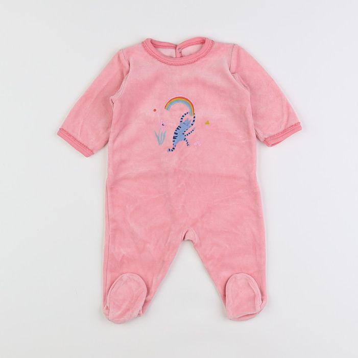 Petit Bateau - pyjama velours rose - 3 mois