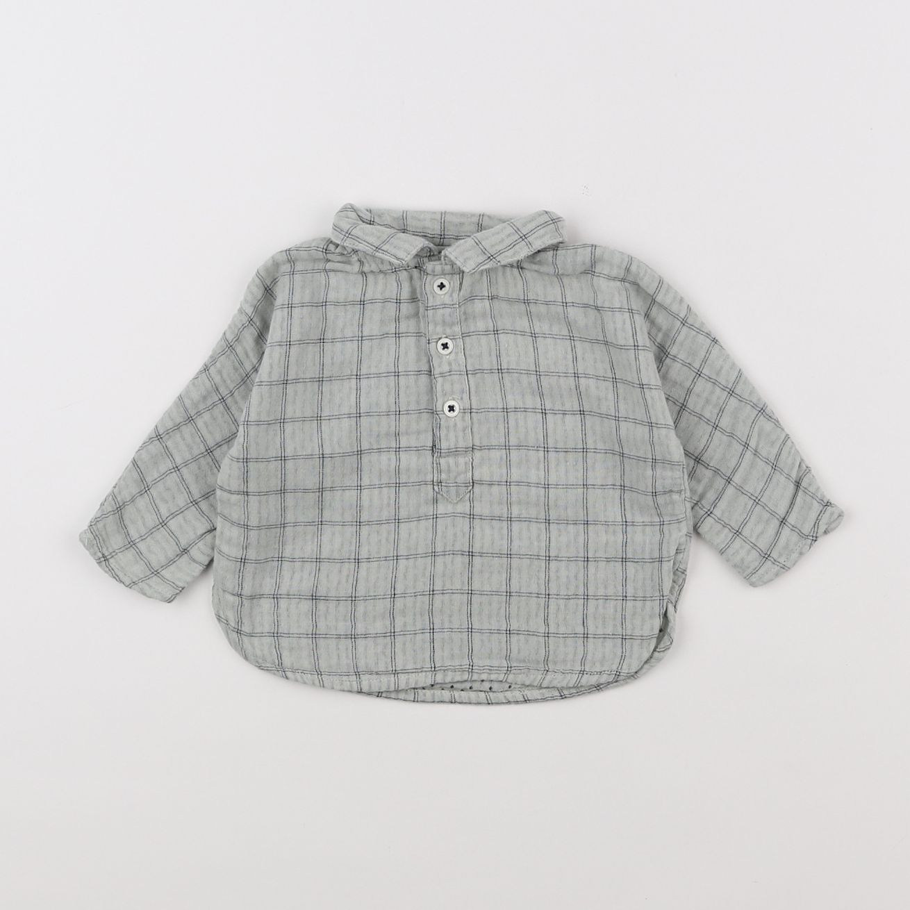 Boutchou - chemise gris, bleu - 3 mois