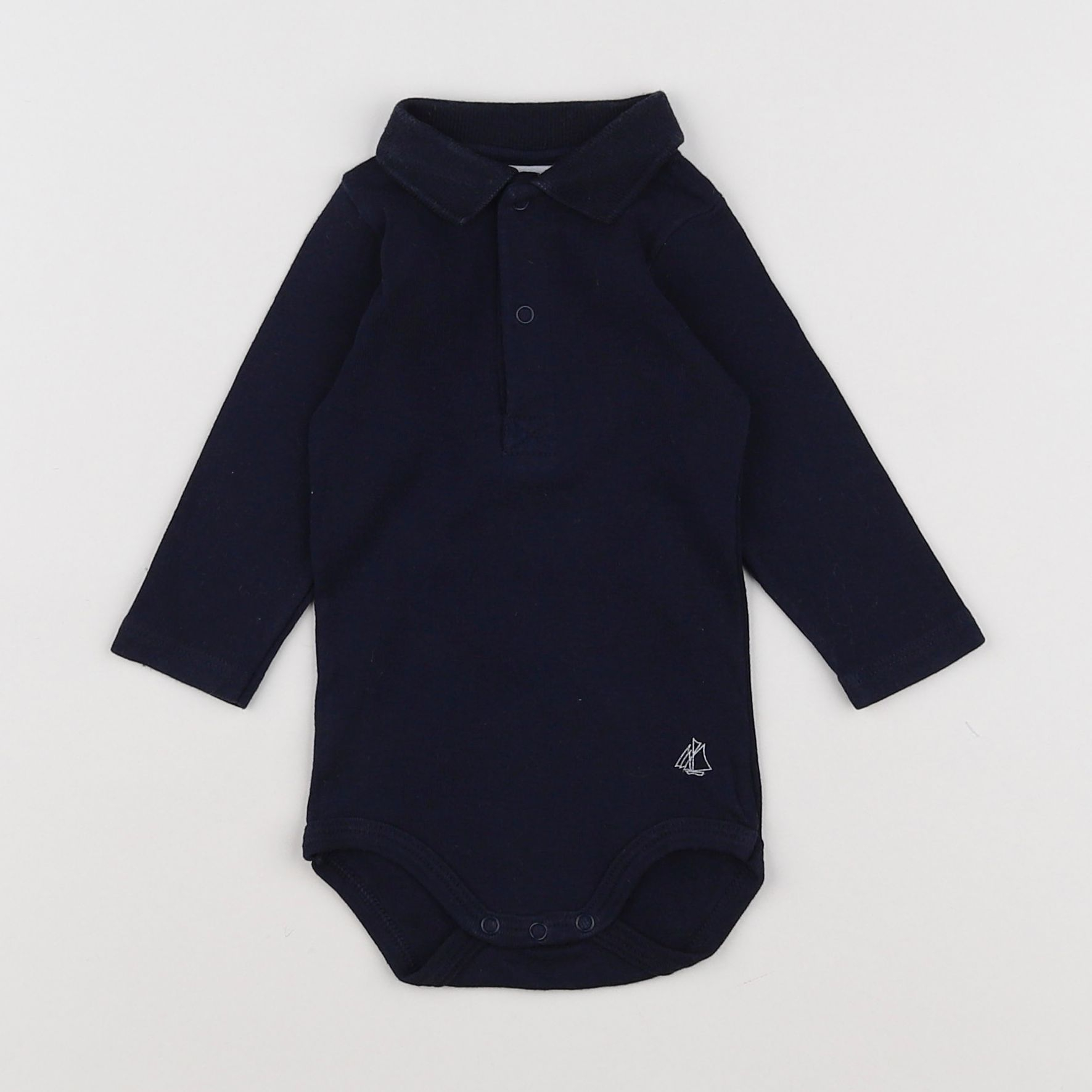 Petit Bateau - body à col bleu - 3 mois