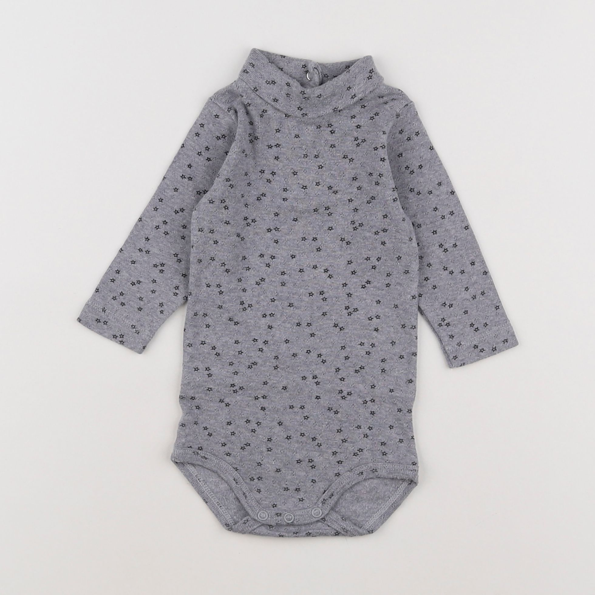 Petit Bateau - body à col gris - 6 mois