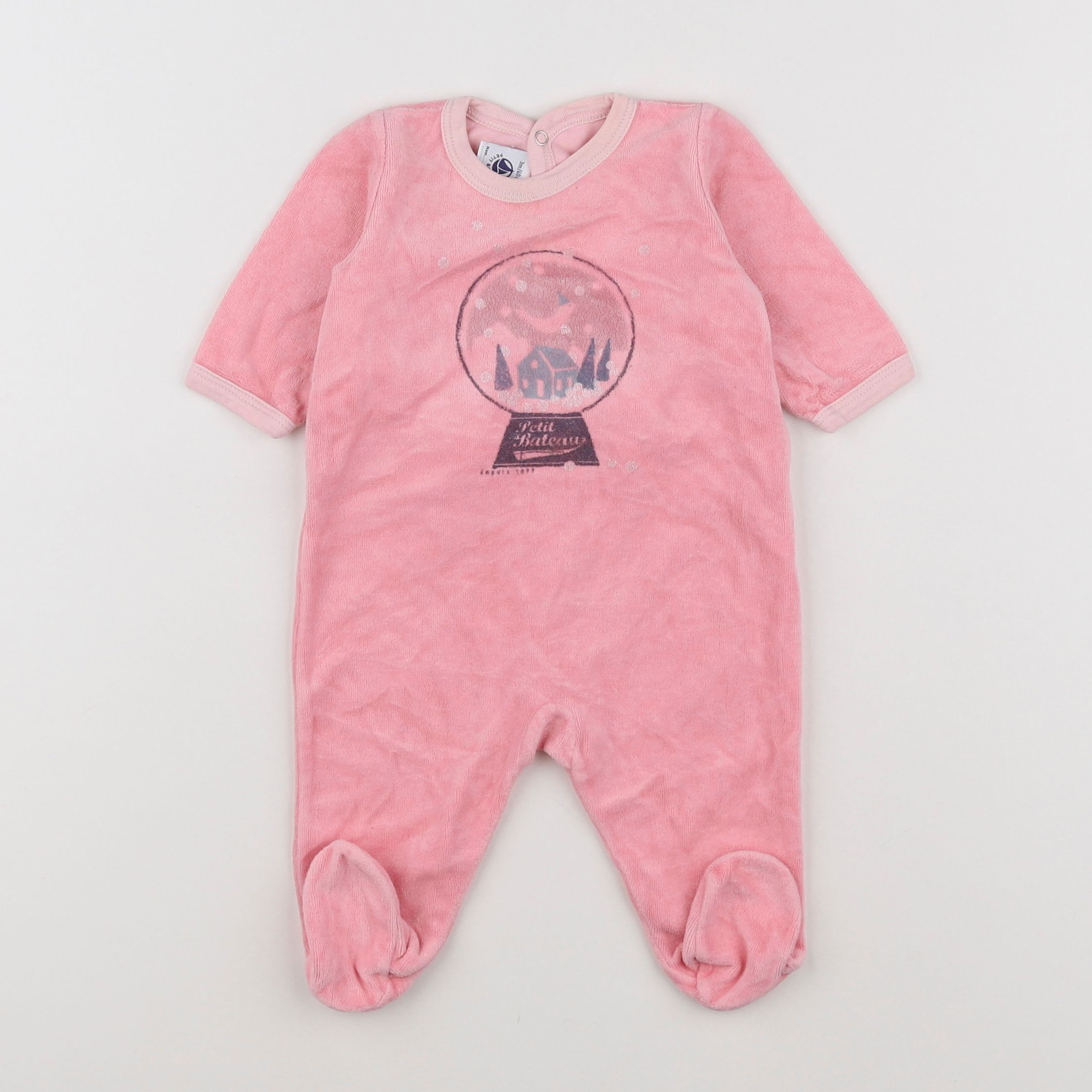 Petit Bateau - pyjama velours rose - 3 mois