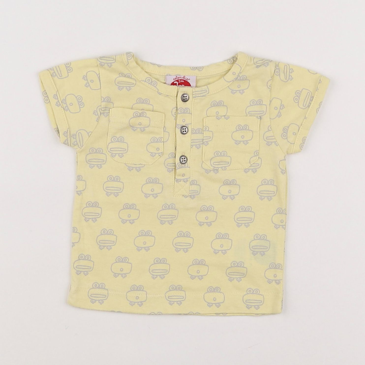 La queue du chat - tee-shirt jaune, gris - 3 mois