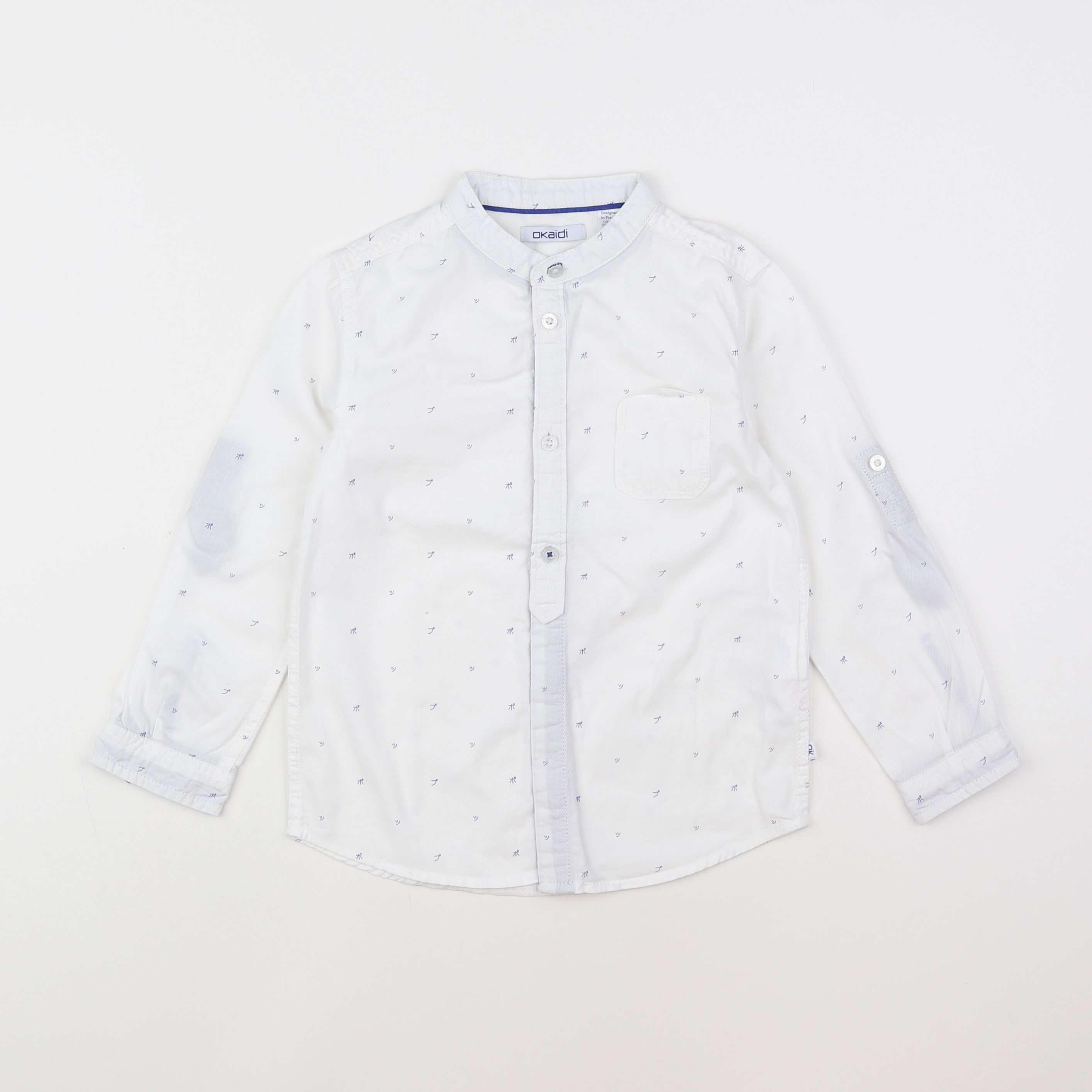 Okaidi - chemise blanc, bleu - 5 ans