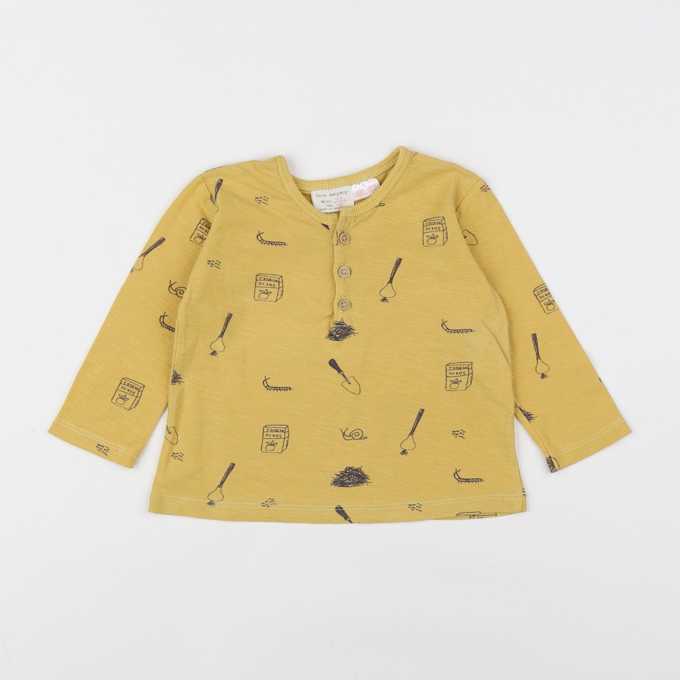 Zara - tee-shirt jaune - 3/6 mois