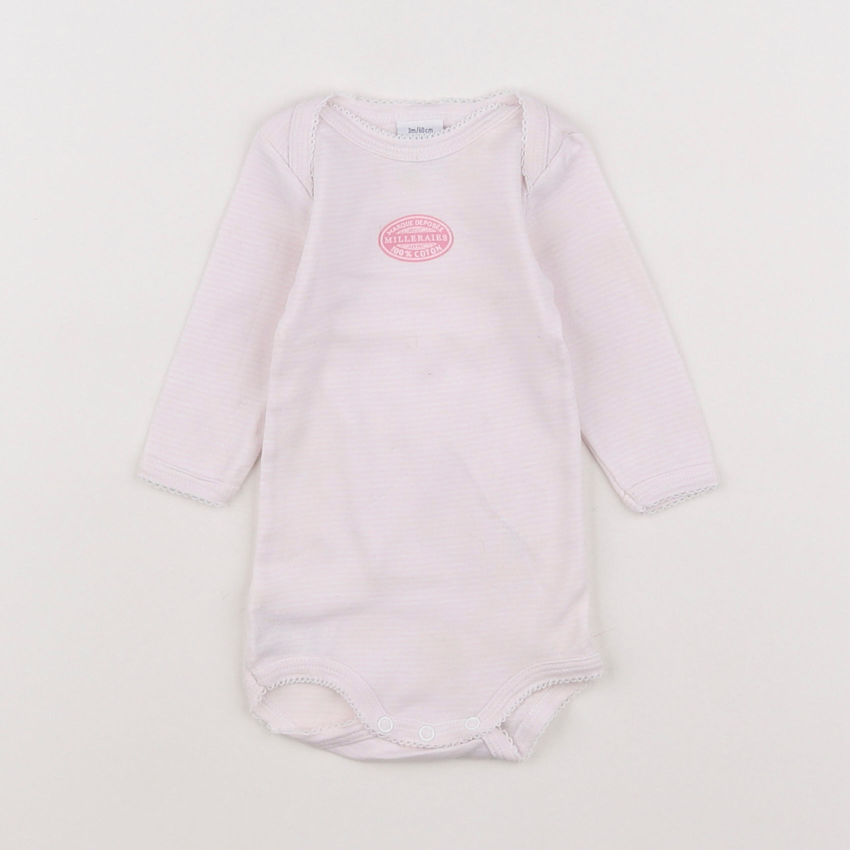 Petit Bateau - body blanc, rose - 3 mois