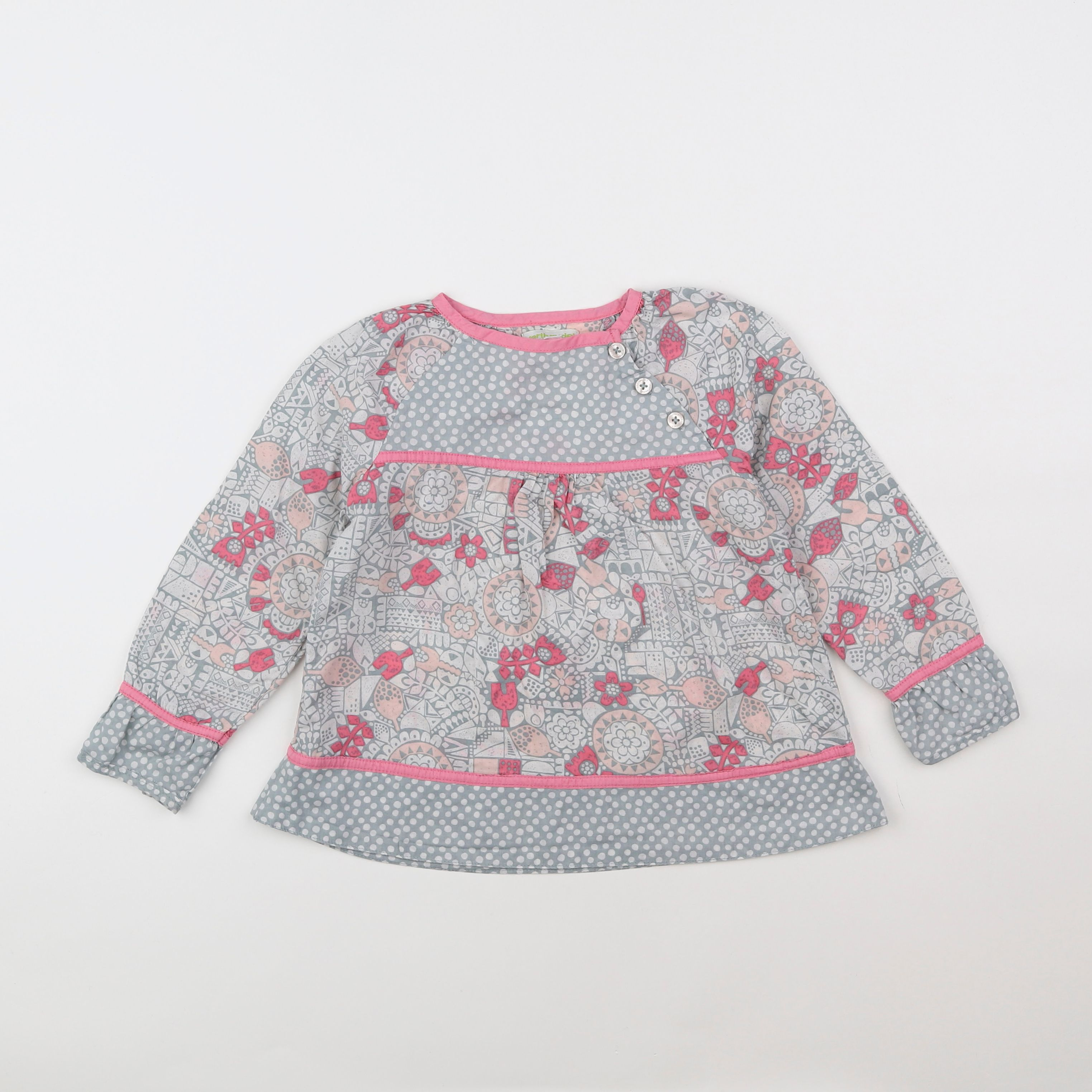 Vertbaudet - blouse gris, rose - 4 ans