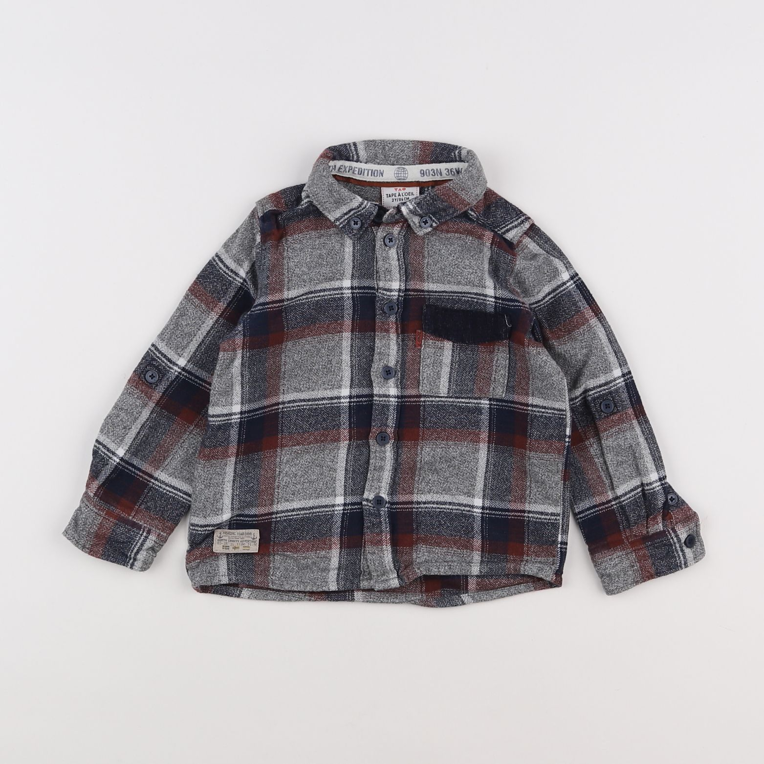 Tape à l'oeil - chemise gris, rouge - 2 ans