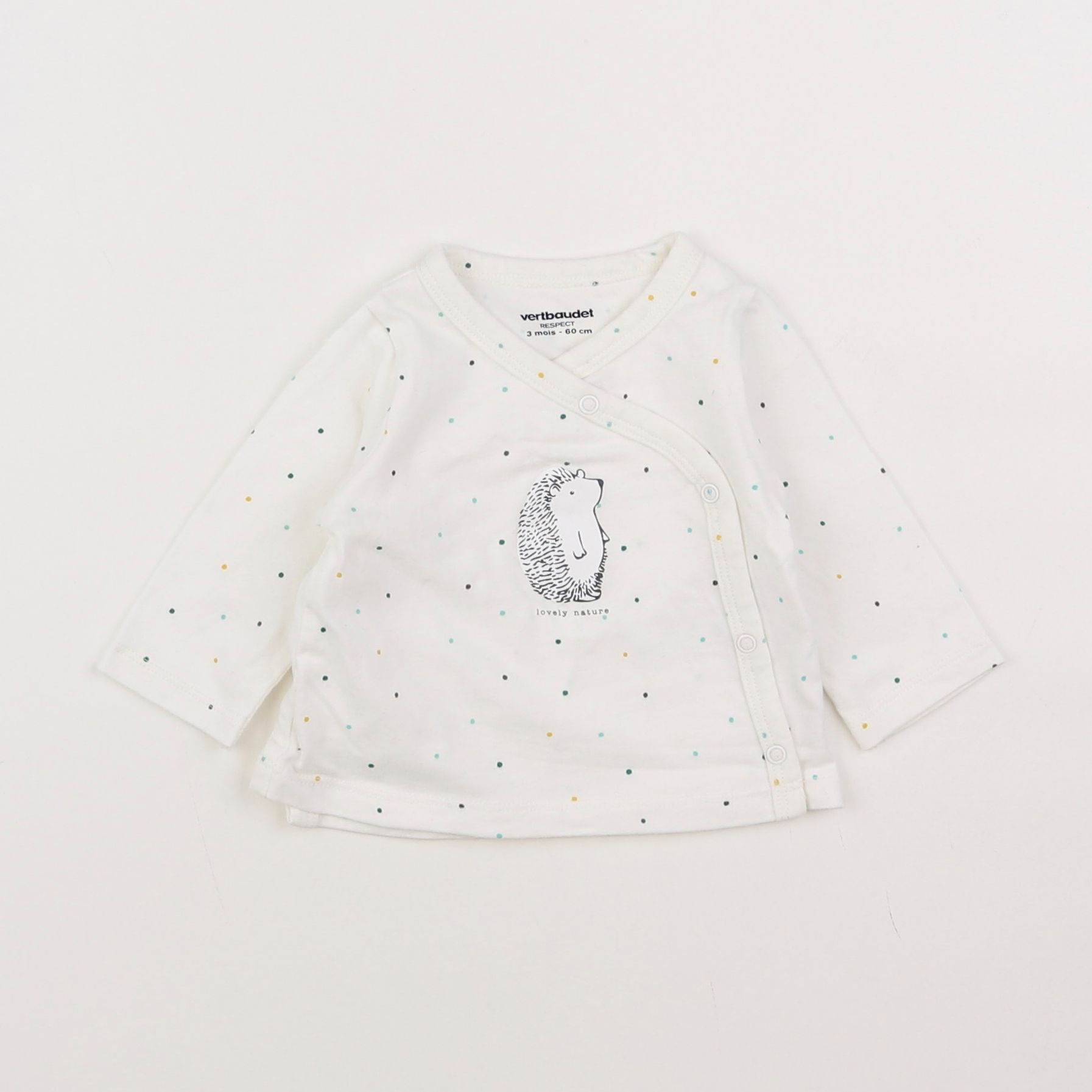 Vertbaudet - tee-shirt blanc, multicolore - 3 mois