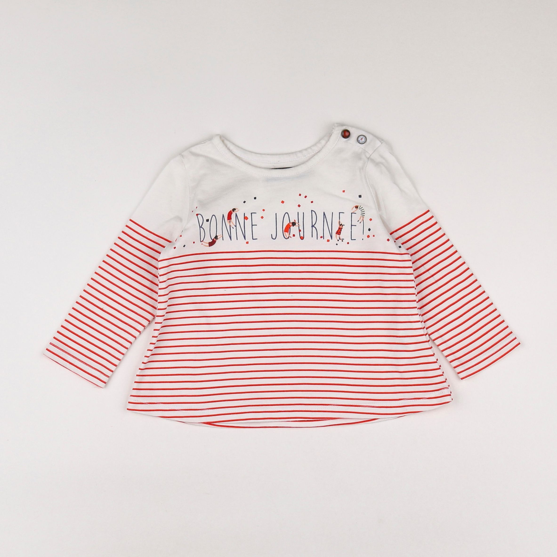 Catimini - tee-shirt blanc, rouge - 12 mois