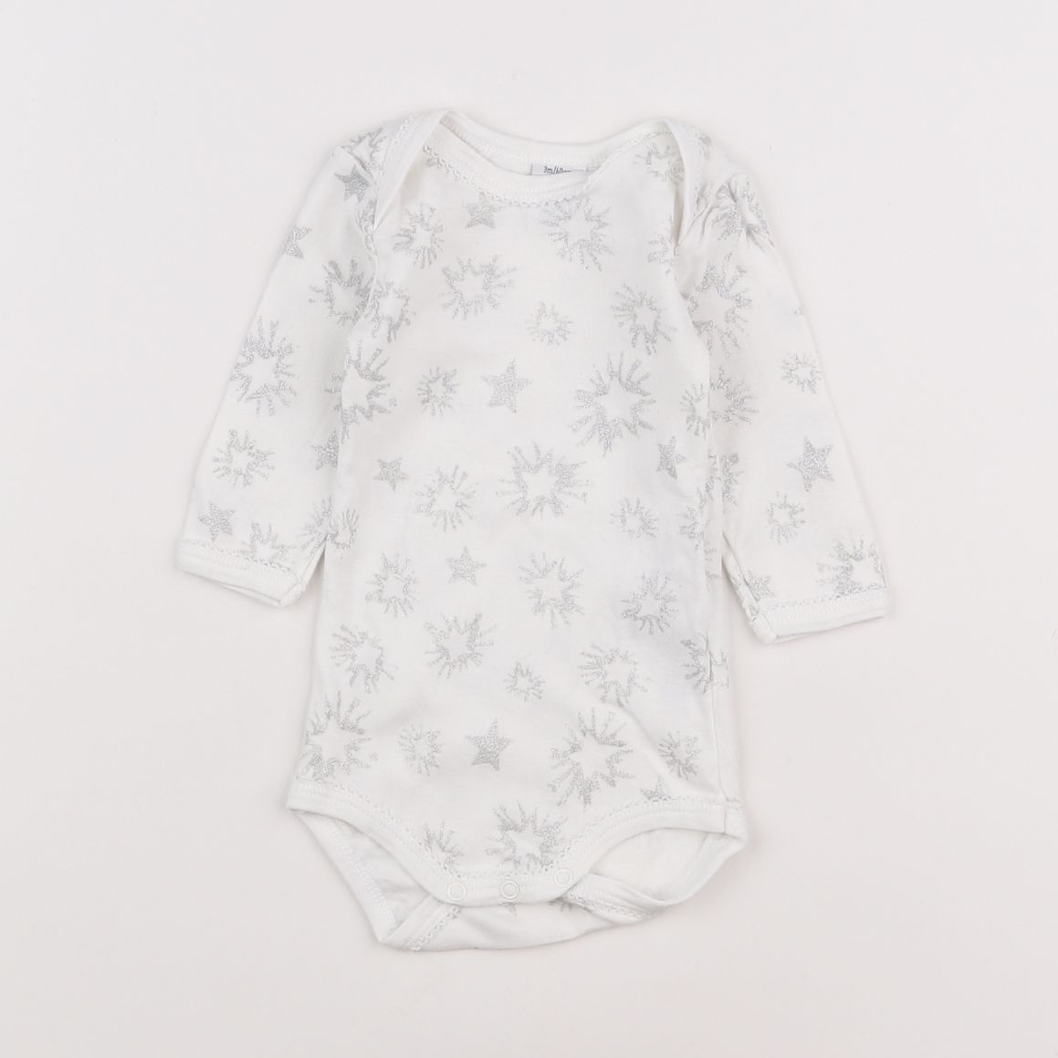 Petit Bateau - body blanc, argent - 3 mois