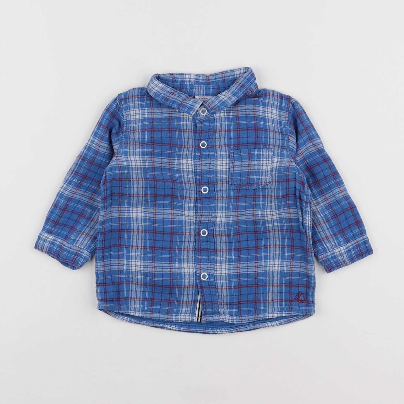 Petit Bateau - chemise bleu - 12 mois