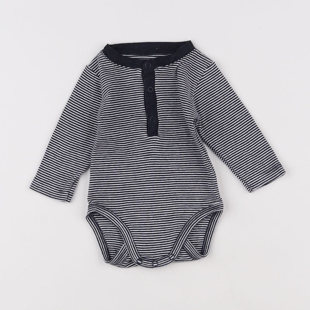 Petit Bateau - body à col noir - 3 mois