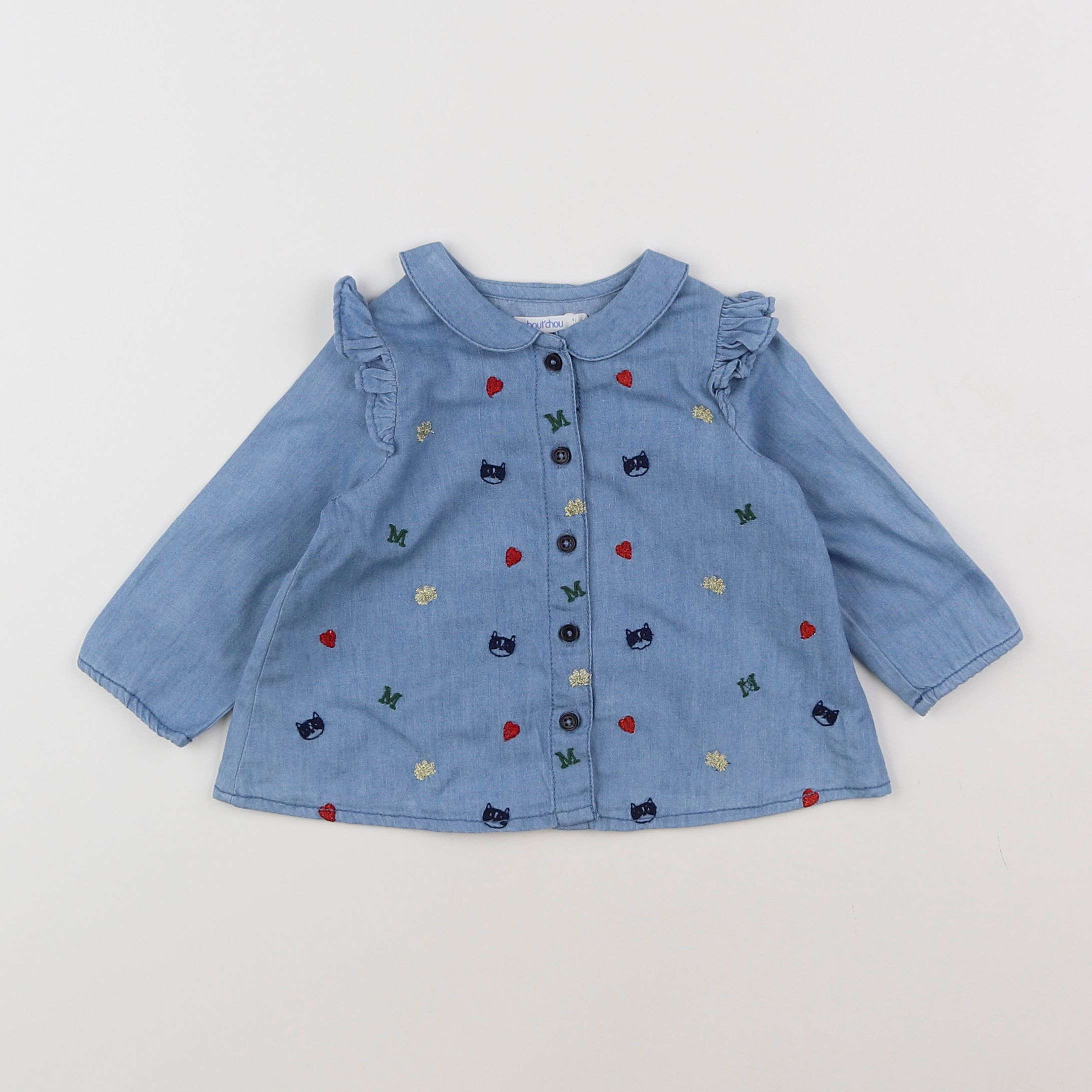 Boutchou - blouse bleu - 6 mois