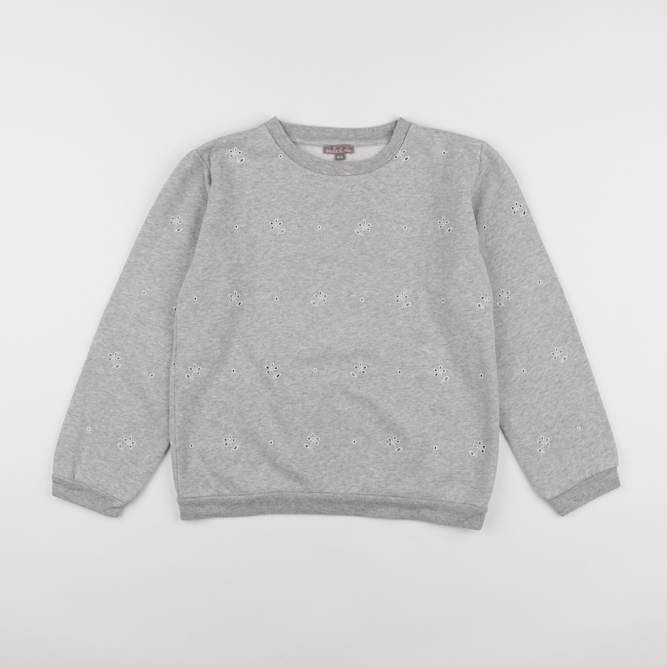 Emile et Ida - sweat gris, blanc - 10 ans