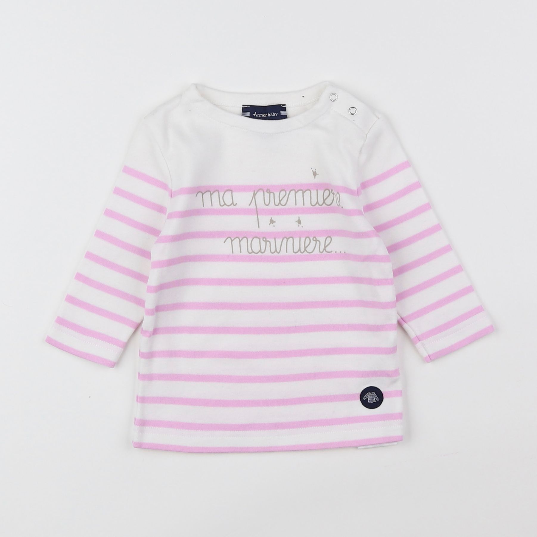 Armor Lux - tee-shirt blanc, rose - 6 mois