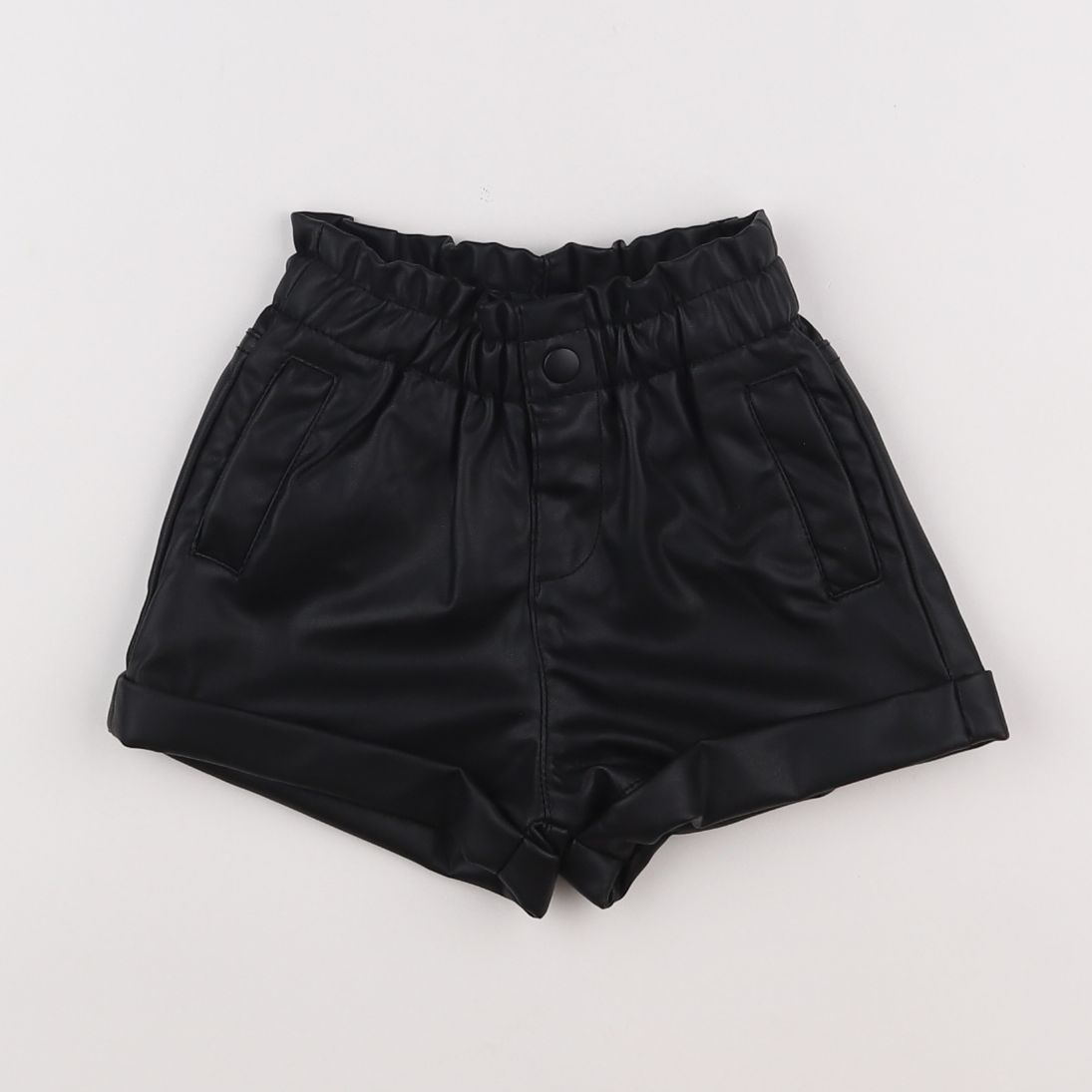 Zara - short noir - simili cuir 12/18 mois