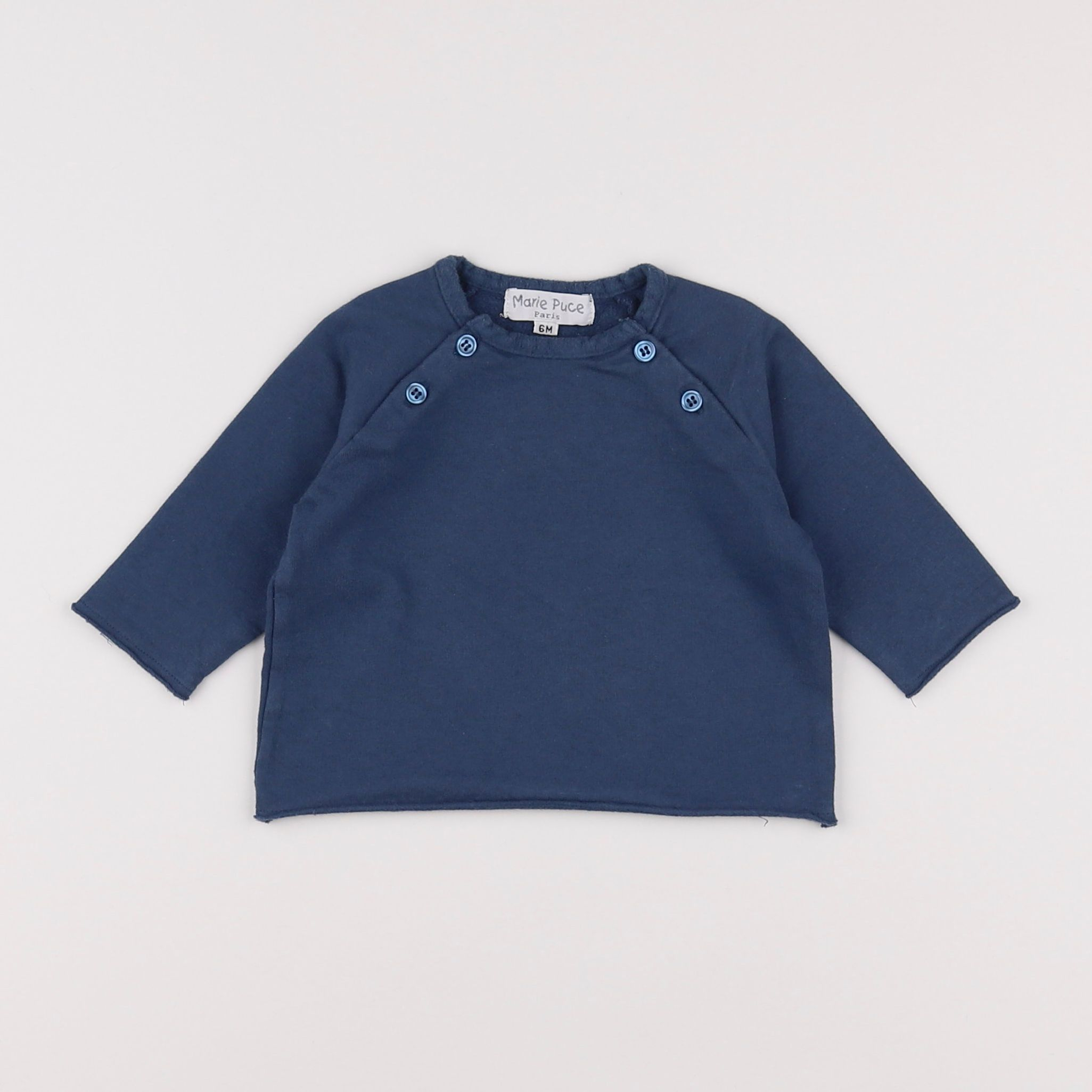 Marie Puce - sweat bleu - 6 mois