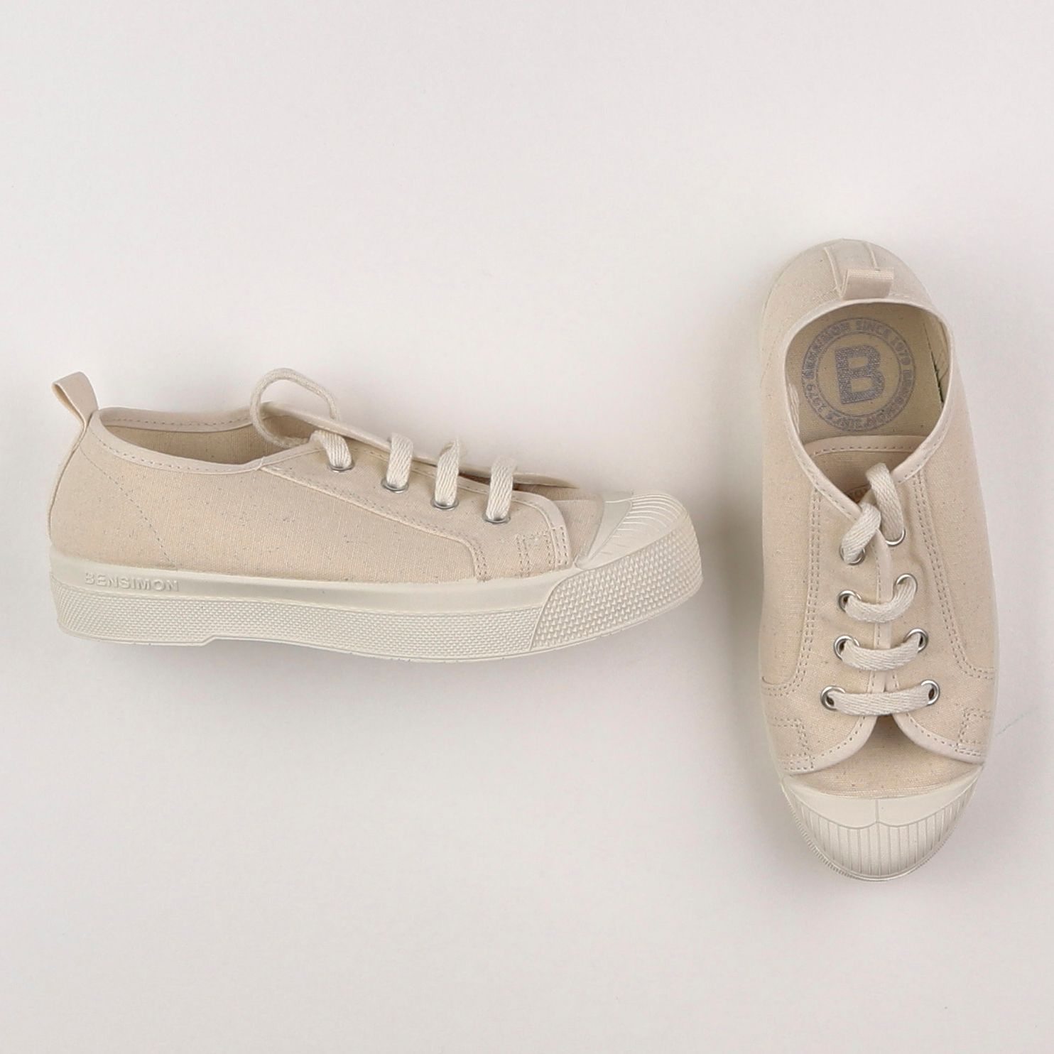 Bensimon - tennis à scratch/ lacets beige - pointure 33