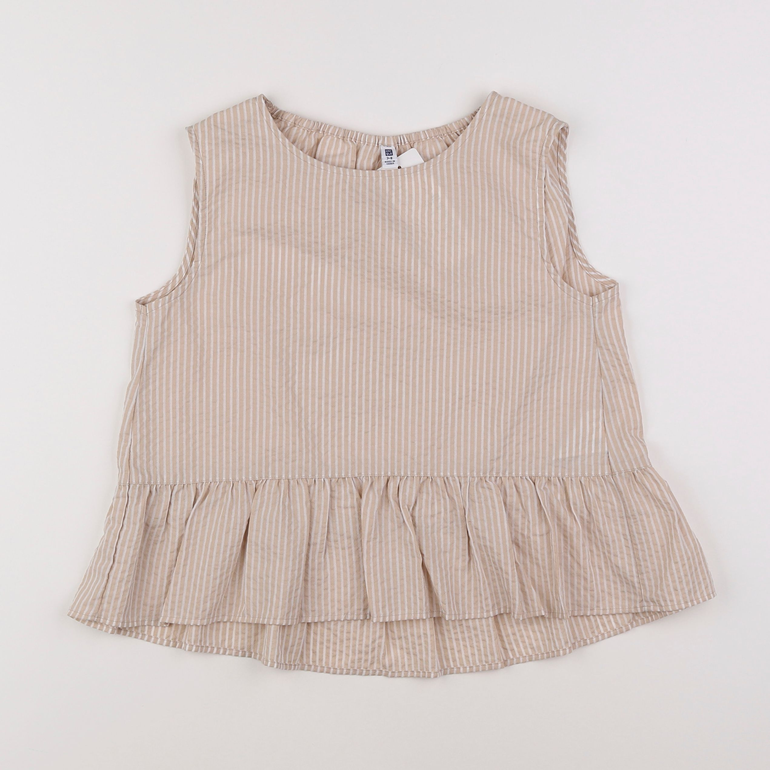 Uniqlo - blouse beige, blanc - 7/8 ans