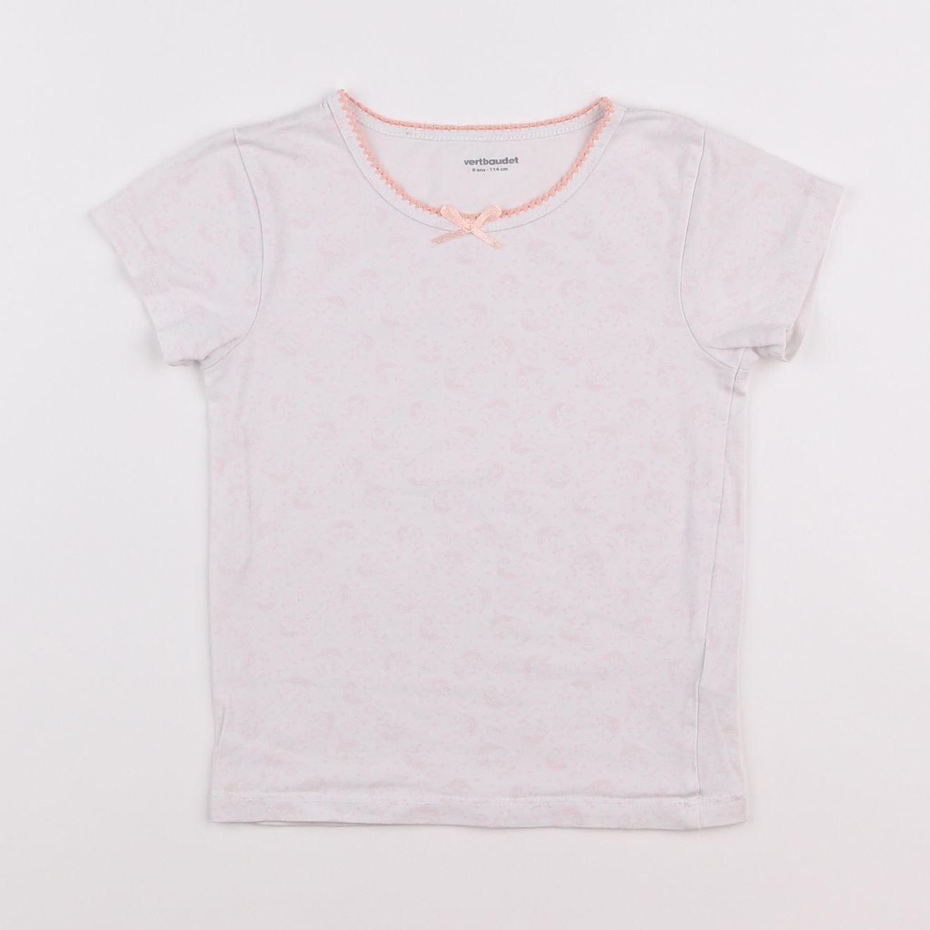 Vertbaudet - maillot de corps blanc, rose - 6 ans