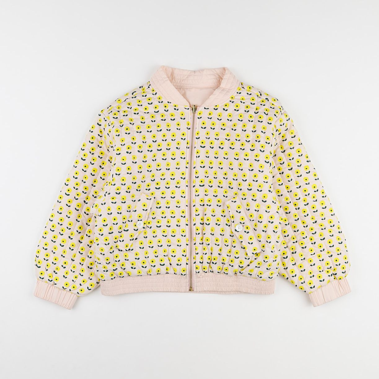 Holi & Love - veste bomber réversible jaune, rose - 8/9 ans