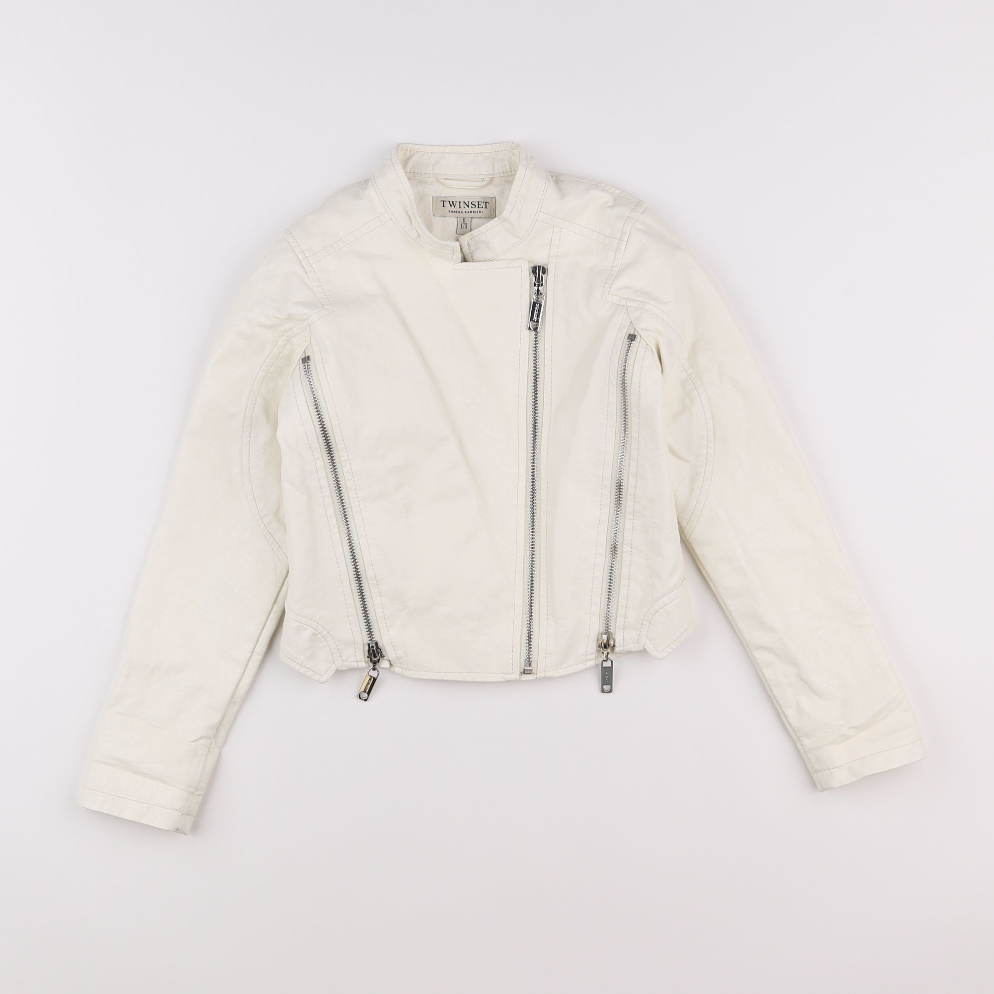 Twinset - veste simili cuir blanc - 8 ans