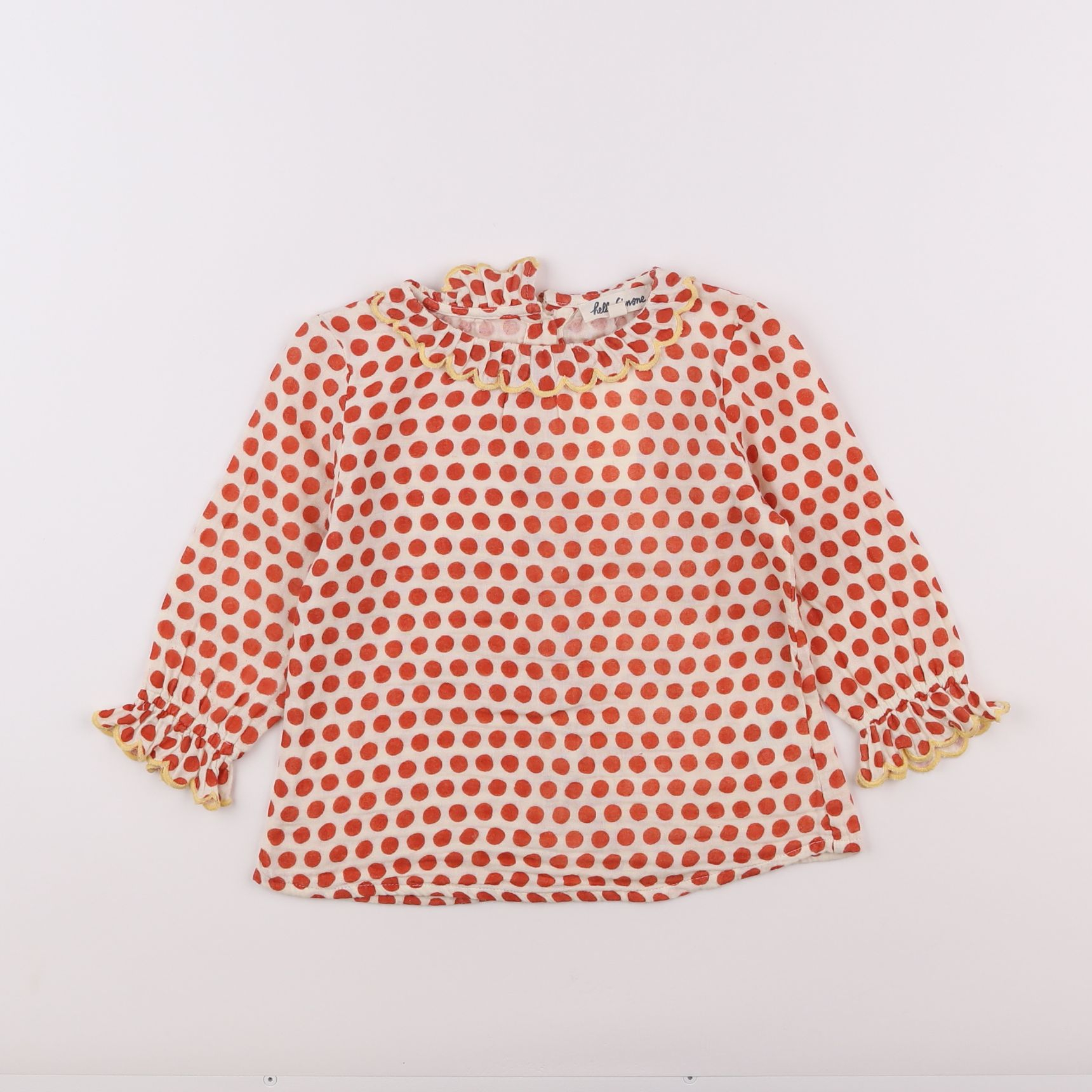 Hello Simone - blouse rouge, blanc - 2 ans